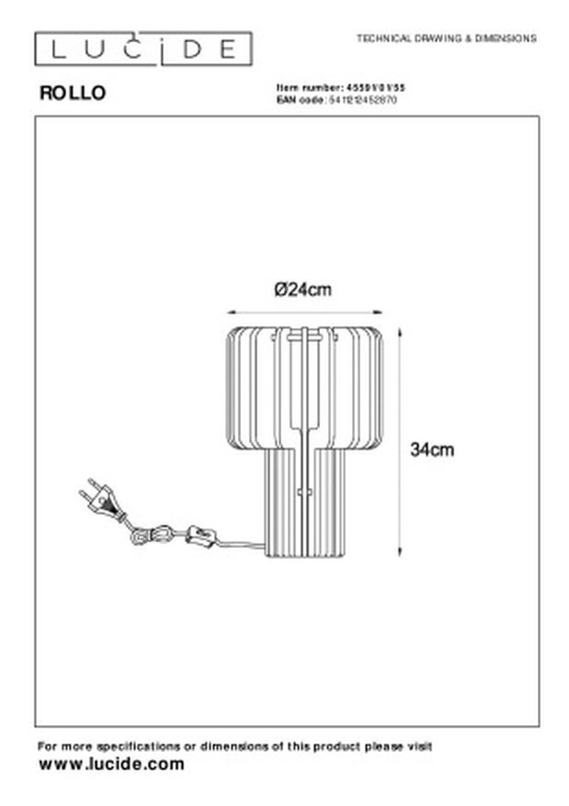 Lucide ROLLO - Stolná lampa - 1xE27 - Terakota